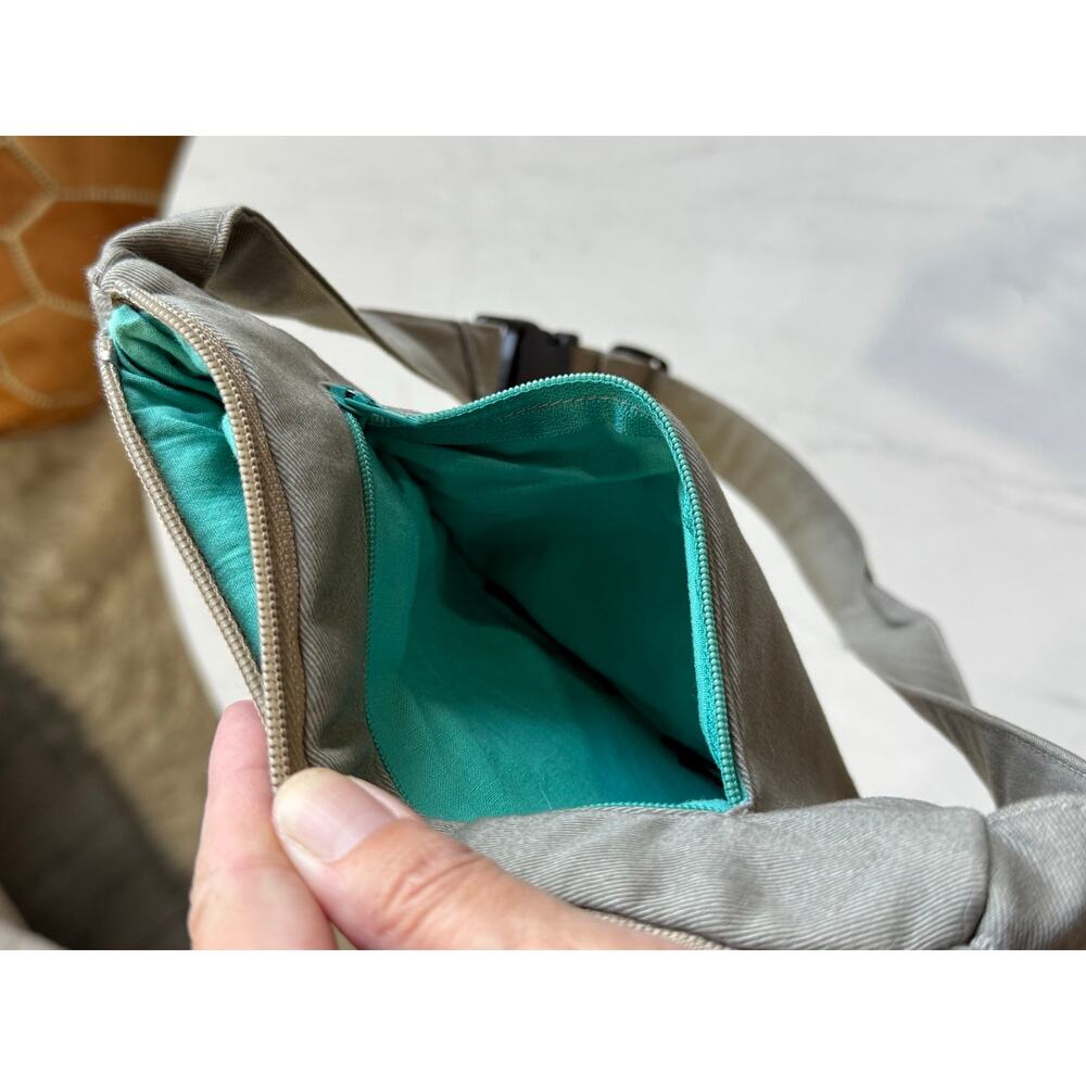 Handmade Owl Fanny Pack Belt Bag Gray Teal Floral Adjustable Waist Hip Bag - Picture 8 of 8